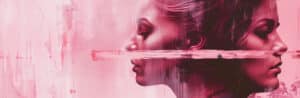 Abstract image of a woman's face in shades of pink, symbolizing the journey to recovery at alcohol rehab centers in Edenvale.