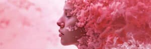 Artistic profile of a woman's face in pink hues symbolizing the transformation during substance abuse rehabilitation at MyRehab Helper in Johannesburg.