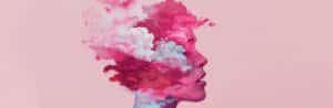  Abstract profile of a person's face with vibrant pink and white clouds symbolizing drug addiction rehab in Springs