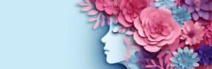  Profile of a person's face adorned with vibrant pink and blue flowers, symbolizing substance abuse rehab in Springs.