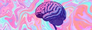 Artistic illustration of a human brain on a vibrant, swirling pastel background, symbolizing the comprehensive and holistic care provided at the drug and alcohol rehab centre in St Andrews, Bedfordview.